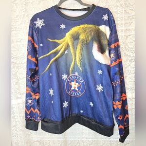 Houston Astros Grinch Sweatshirt Mens Holiday Sweater Large